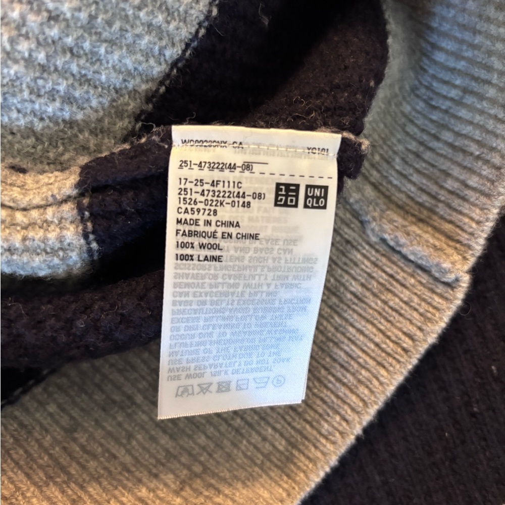 UNIQLO X COMPTOIR DES COTTONNIERS I S Striped Lambswool Sweater I grey navy blue - Picture 5 of 8